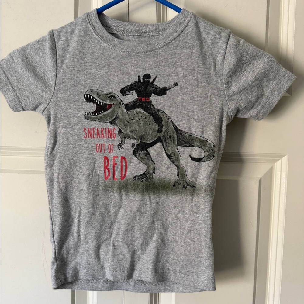 Carter's Gray T-Shirt with Dinosaur and Ninja Print